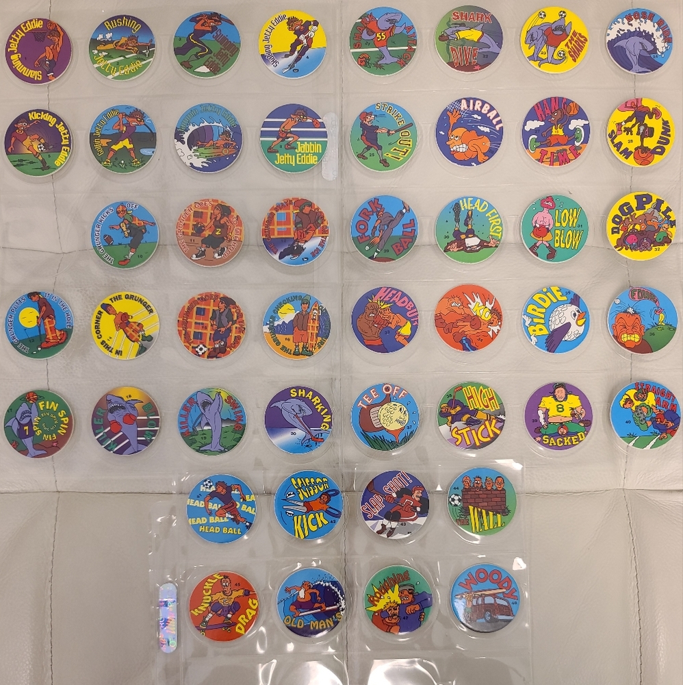 Jetty Eddie Grunger‎ Shark Pog Milkcaps 47 Pogs - Missing #9 to Complete Set -